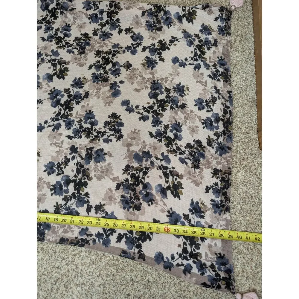 J. Jill Pure Jill Taupe Purple Floral Lightweight Rectangle Tassel Scarf 39x40